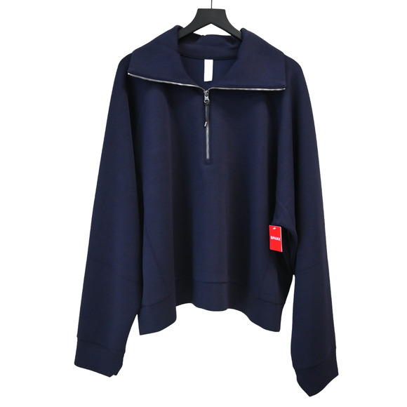 Spanx Classic Navy Airessentials Half Zip Pull-Over Sweater Size 3x 50346R - Picture 1 of 7